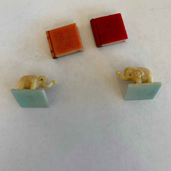 Antique Vintage Elephant Doll House Miniature Bookends - Picture 4 of 5